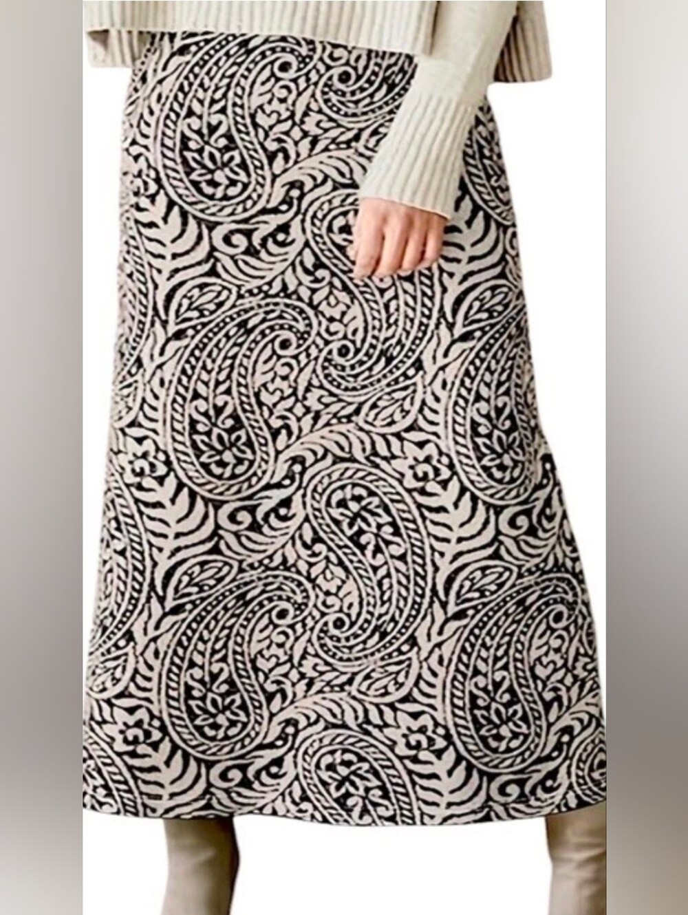 Peruvian Connection Alameda Black and Cream Knit Skirt
